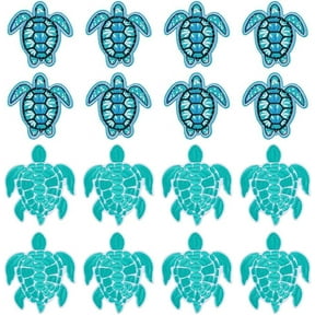 16Pcs 2 Styles Animal Appliques Polyester Iron Patches Cute Tortoise Sew on Patches Blue Sea Turtle Embroidered Patch