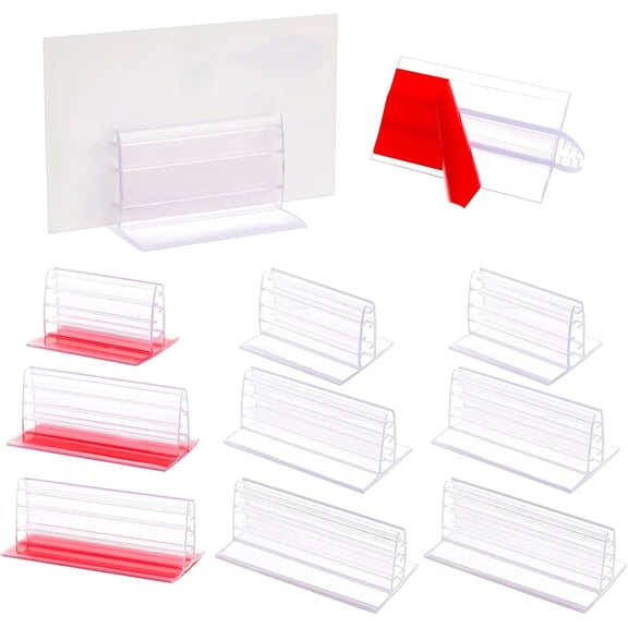 16Pcs 3 Style PVC Plastic Advertising Clip Holder Business Card Stand Clear 51~80x42x31mm