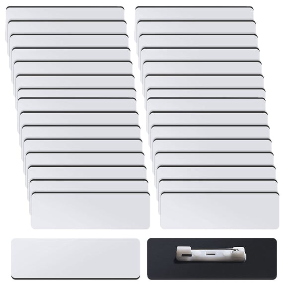 16Pcs/32Pcs Sublimation Name Sublimation White Badges Pin Name Badge Heat Transfer Name