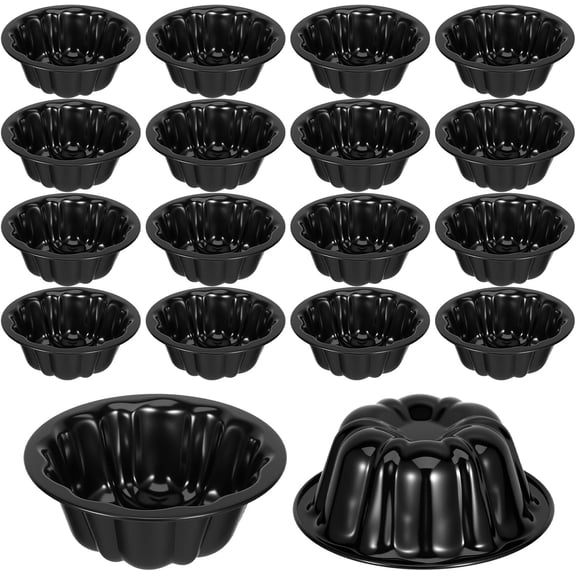 16Pcs 4.5 Inch Mini Fluted Tube Cake Pan Flower Shape Nonstick Carbon Steel Baking Mold for Cupcake Bread Brownie Jello Bavarois