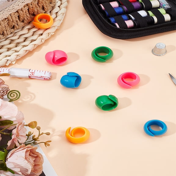 16Pcs 4 Colors Silicone Spindle Ring Line Head off Spool Fixing Clamp Sewing Tool Spool Applicator Mixed Color 25x18.5mm 4pcs/color