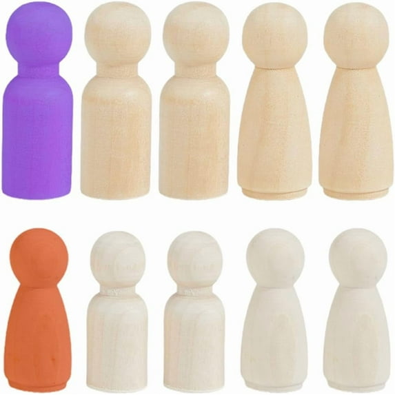 16Pcs 4 Sizes Unfinished Wood Dolls Natural Wooden Unpainted Puppets Blank Decorative Figures People Bodies Peg for Painting DIY Art Crafting Home Party Dollhouse Decorations White
