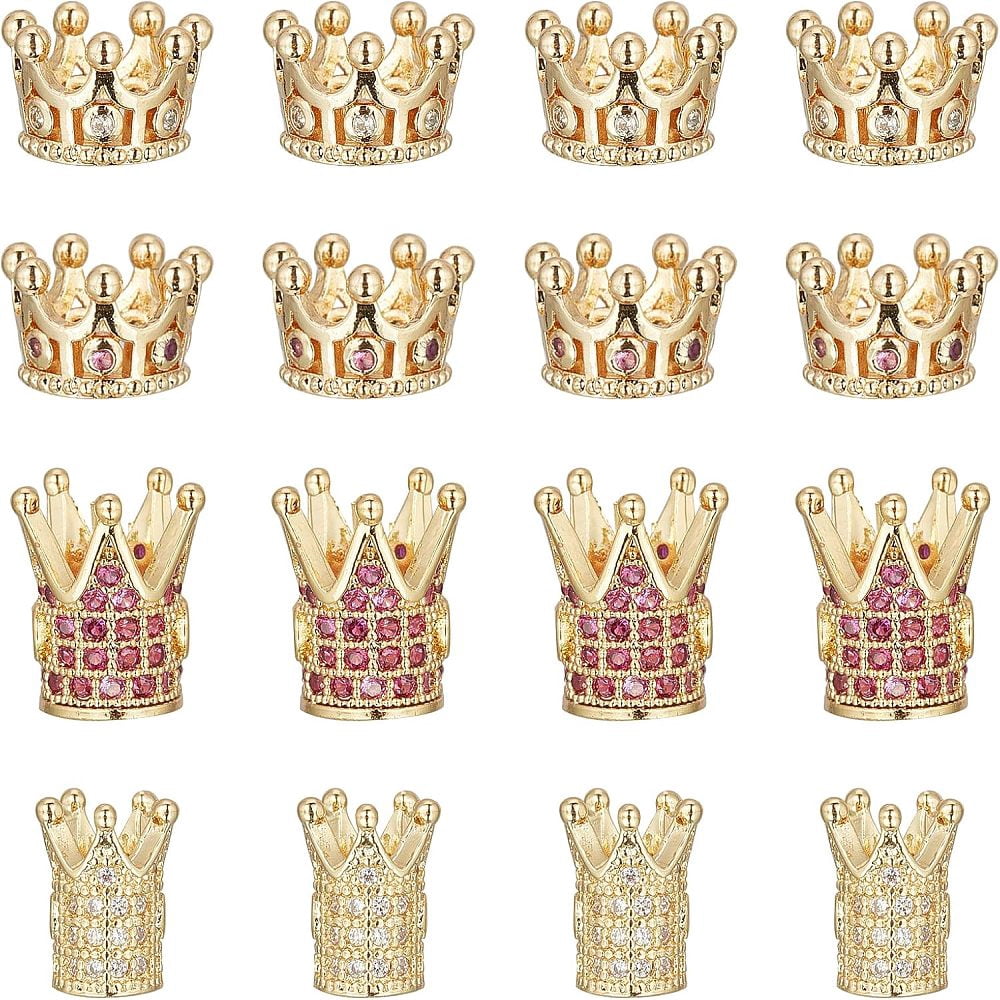 16Pcs 4 Style Brass Cubic Zirconia Beads Mixed Color 4pcs/style DIY ...