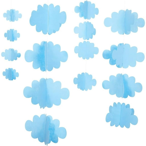 16Pcs 4 Styles Blue Cloud Party Decoration Felt Artificial 3D Clouds Ornaments Props Hanging Ceiling Wall Decorations for Art Stage Wedding Bridal Shower Bedroom Nursery diy