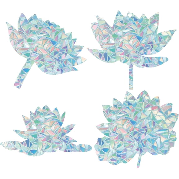 16Pcs 4 Styles Lotus Window Clings Anti Collision Flower Rainbow Window Glass Sticker Non-Adhesive Windows Sticker Suncatcher Cling to Save Birds from Door Collision Strike