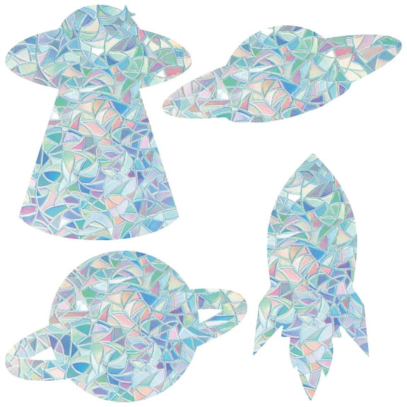 16Pcs 4 Styles Planet Window Clings Space Rainbow Window Decals Non-Adhesive Windows Stickers Suncatcher Anti-Collision Cling to Save Birds from Door