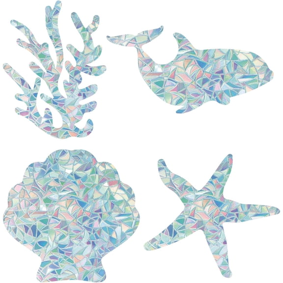 16Pcs 4 Styles Waterproof Plastic Colored Laser Stained Window Film Static Stickers Rainbow Electrostatic Window Decals Datura 330x830mm
