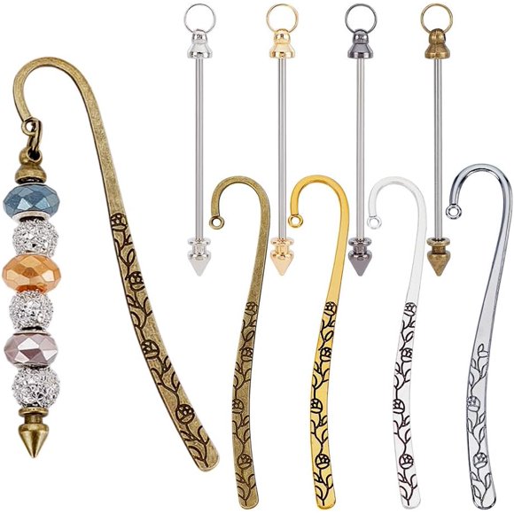 16Pcs 4Colors Beadable Bookmarks DIY Metal Blank Bar Bookmark for Beads Bookmarks Blank Vintage Metal Beading Bookmark Gift for Book Lovers Student Teacher