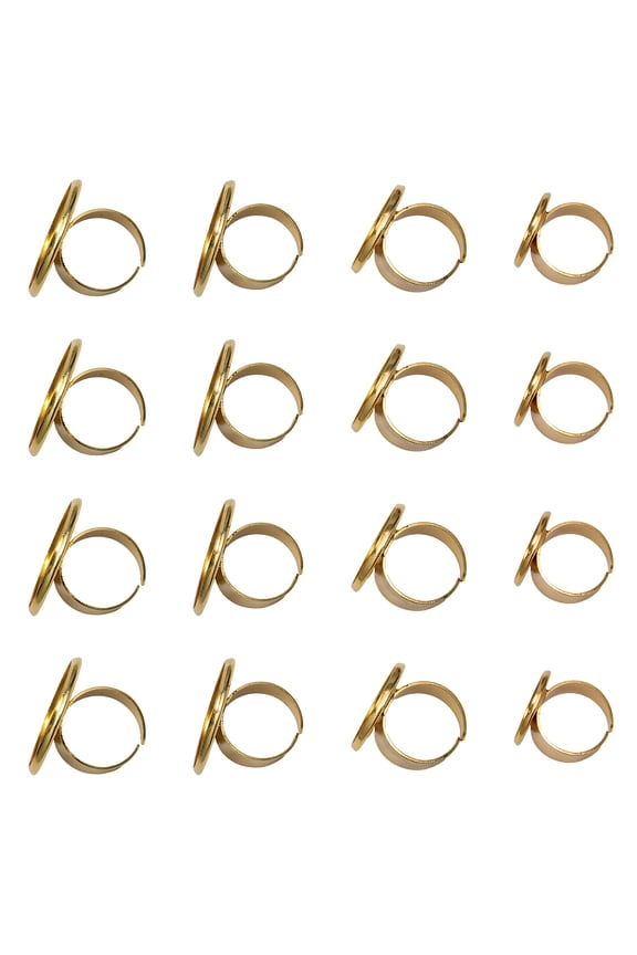 16Pcs 4Sizes Ring Blank Base Adjustable Brass Finger Rings Components for Ring Blanks Making Kit Silver
