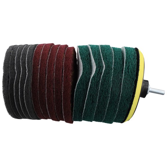 16Pcs 5Inch 3 Different Color Scrubbing Pads Drill Powered Brush Tile Scrubber Scouring Pads Cleaning Kit,Abrasive Buffing Pads Replacement 1 Pcs Hook Attachment for House Cleaning