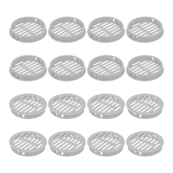 16Pcs 60mm/2.36" Circular Soffit Air Vents, Plastic Soffit Vent Cover, Round Mesh Hole Louver for Bathroom Kitchen Cabinet Wardrobe, Light Gray