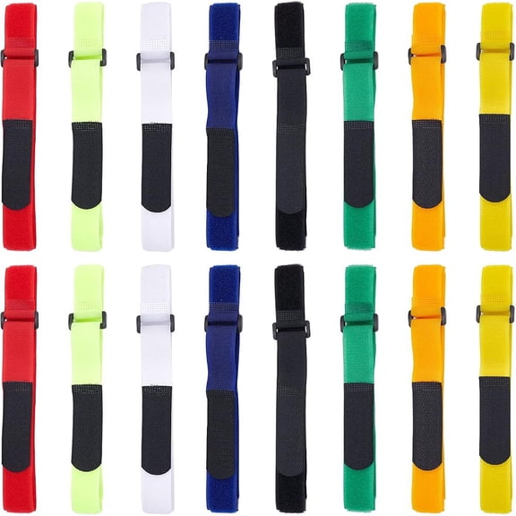 16Pcs 8 Color Reusable Nylon Cable Ties Hook and Loop Cord Organizer Wire Ties for Phones Electronics Computer PC Wire Wrap Management Mixed Color