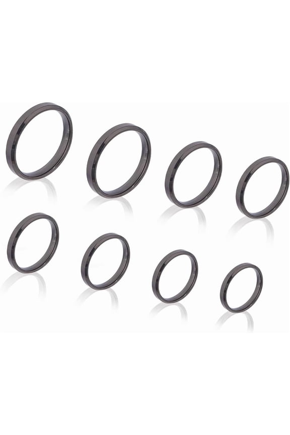 16Pcs 8 Sizes Simple Plain Band Ring for Unisex US Size 5-12 Engraving Rings 4mm Width Stainless Steel Rings Set Matte Polished Wedding Ring for Women Men