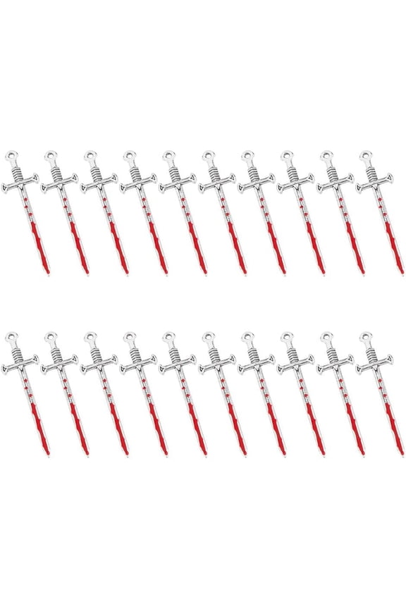 16Pcs 8 Styles Alloy Enamel Pendants Silver Charm Red 43~69.5x8~18x2.5~6mm Hole: 1.5~3mm 2pcs/style for DIY