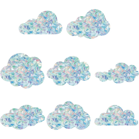 16Pcs 8 Styles Cloud Window Clings Window Stickers Static Window Decals Rainbow Suncatchers Non Adhesive Vinyl Film for Glass Sliding Door Windows Prevent Birds Strike