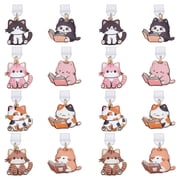16Pcs 8 Styles PVC Mobile Dustproof Plugs with Alloy Enamel Cat Shape Pendants Light Gold Mixed Color 3335mm 2pcs/style
