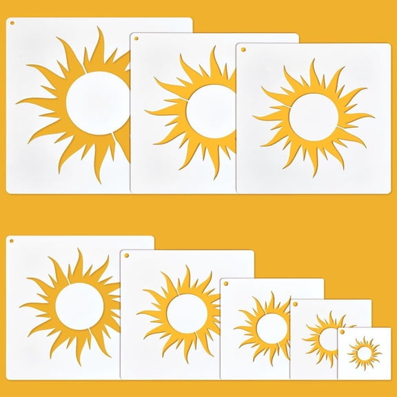 16Pcs 8 Styles Sun Ray Stencils Reusable Boho Sun Stencils Plastic Hollow Out Templates