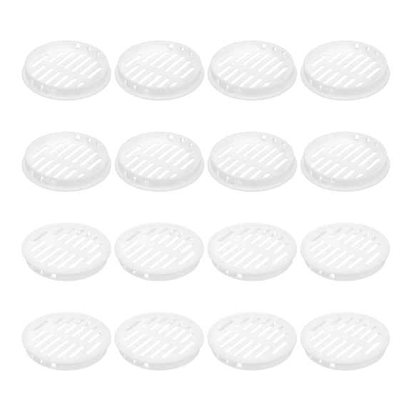 16Pcs 80mm/3.15" Circular Soffit Air Vents, Plastic Soffit Vent Cover, Round Mesh Hole Louver for Bathroom Kitchen Cabinet Wardrobe, White