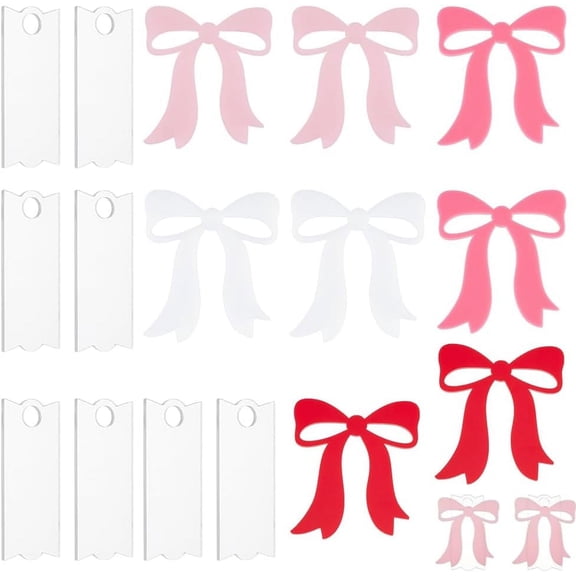 16Pcs Acrylic Bowknot Tumbler Name Plate Tumbler Topper Lid Decor Straw Toppers Accessories Tumbler Name Tags for Straw Caps Decoration