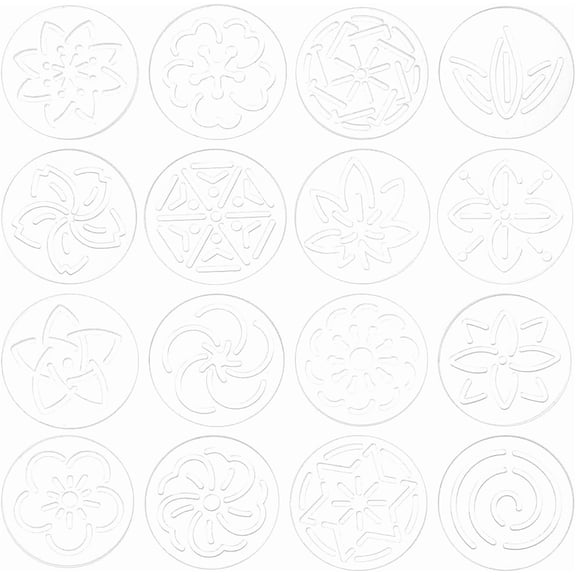 16Pcs Acrylic Sashiko Stencil 2.3inch Round Flower Acrylic Embroidery Tool Drawing Line Template