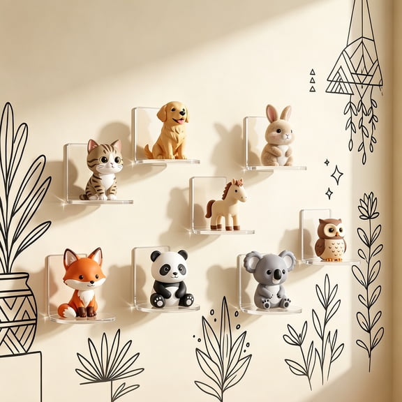 16Pcs Adhesive Display Shelf for Figures (16-Pack) – Pop Shelf Wall Display – Action Figure Stand – Easy Adhesive Install – Clear