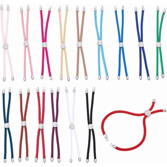 16Pcs Adjustable Cord Bracelets Nylon Braid Cord Bracelet Semi Finished Bracelet Adjustable Nylon Braid Bracelets for Jewelry Making diy