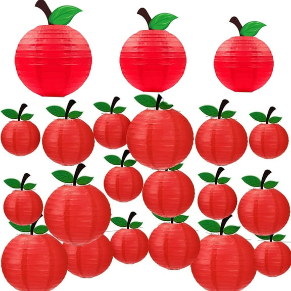 16Pcs Back to School Party Decoration,Bexikou Red Apple-Shaped Paper Lanterns for First Day of School,Classroom Hanging Lanterns for Party Supply