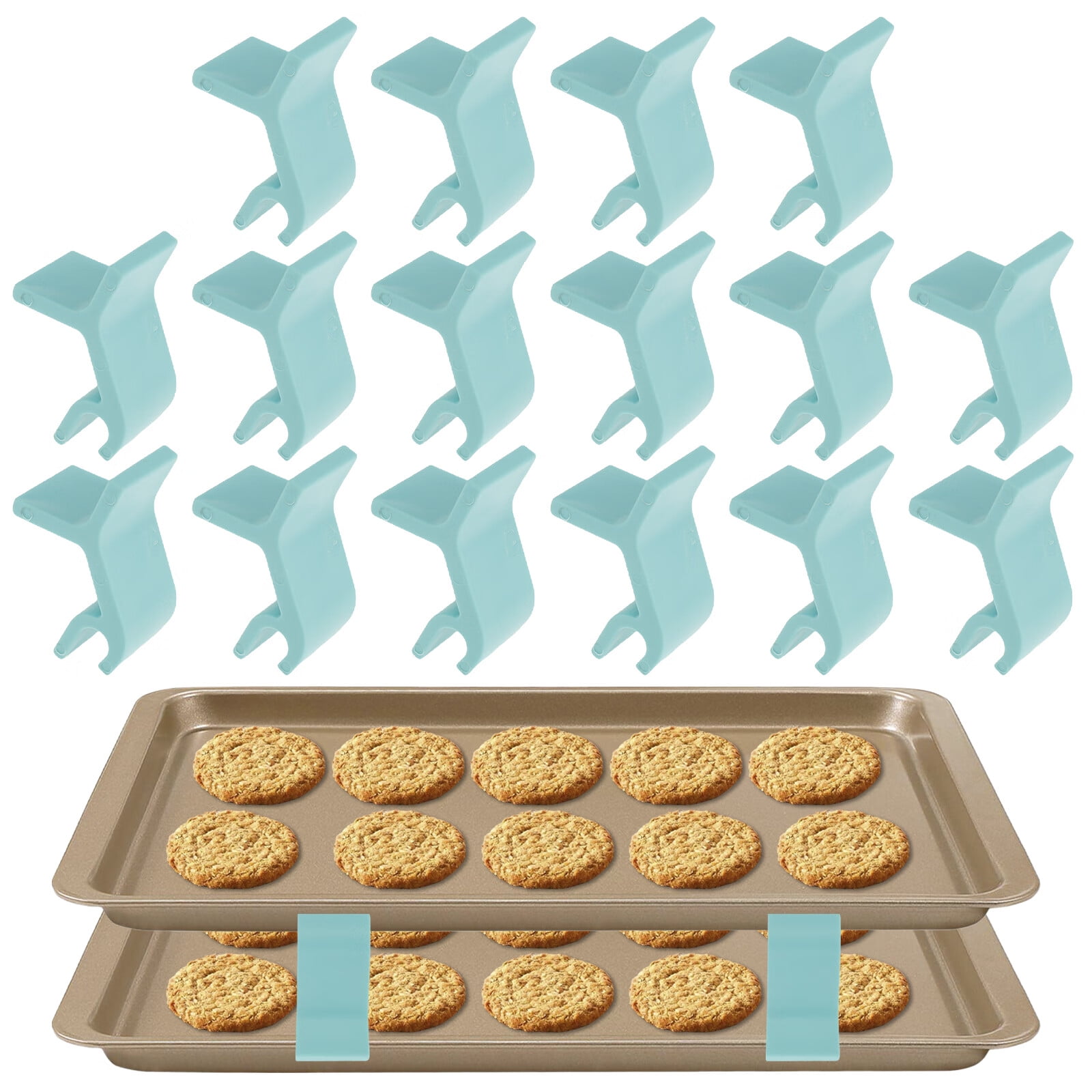 16Pcs Baking Sheet Stackers Set SpaceSaving Tray Stackers Reusable Trays Stacking Holder