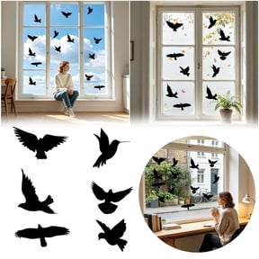 16Pcs Bird Silhouette Screen Door Stickers Anti Collision Pvc Window Screen Decals For Home Patio Screen(Black-21X29Cm)
