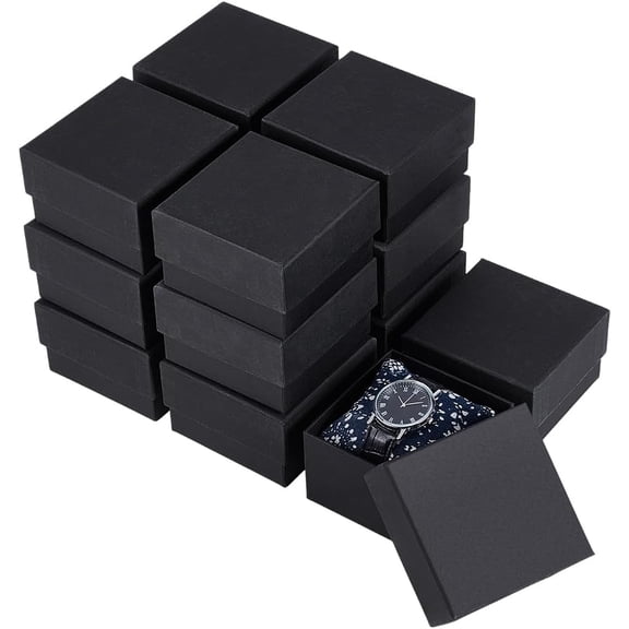 16Pcs Black Gift Box 3.93.92.4inch Gift Boxes with Lids Square Watch Gift Box with Lids