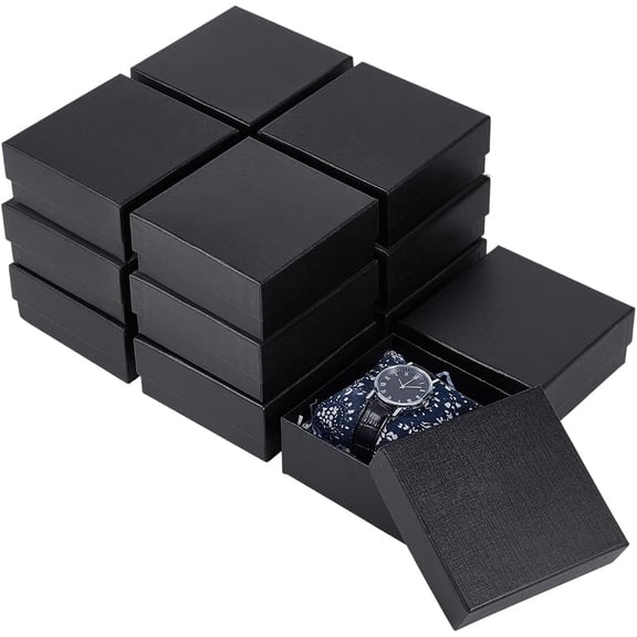 16Pcs Black Gift Box 4.74.72inch Gift Boxes with Lids Square Watch Gift Box with Lids