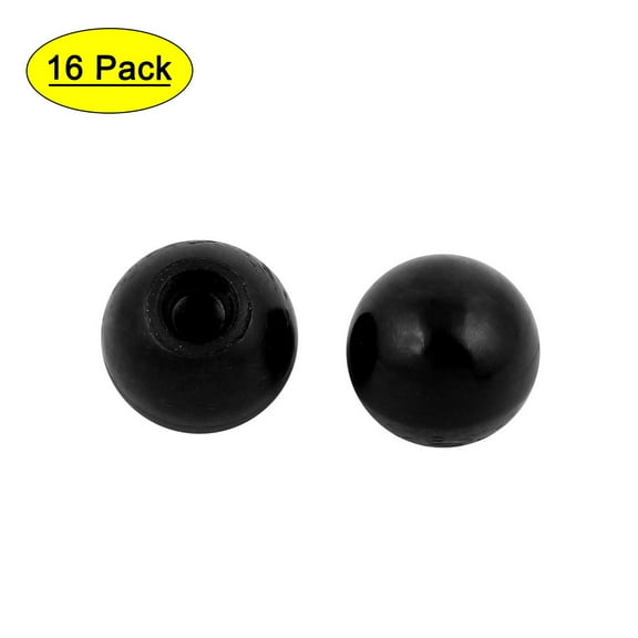 16Pcs Black Plastic Round Handle Ball Knob M5 Threaded 20mm Dia Machine Tools