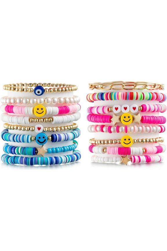 16Pcs Bracelets for Women, Summer Boho Colorful Beaded Friendship Bracelet Set