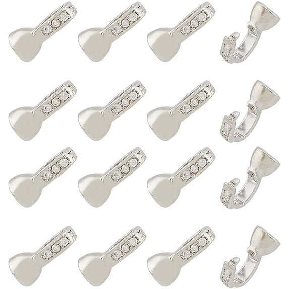 16Pcs Brass Fold Cord Ends Ribbon Clamp Clear Cubic Zirconia Fold Over Clasps Round Metal Leather Cord Ends Caps Diameter: 4mm