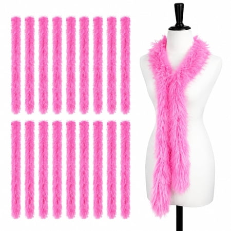 16Pcs Bright Pink Faux Feather Boas 59 Inch Soft Fluffy Decorative Trim for Party Decorations Costume Accessories Photo Backdrops Wedding Birthday Event Decor