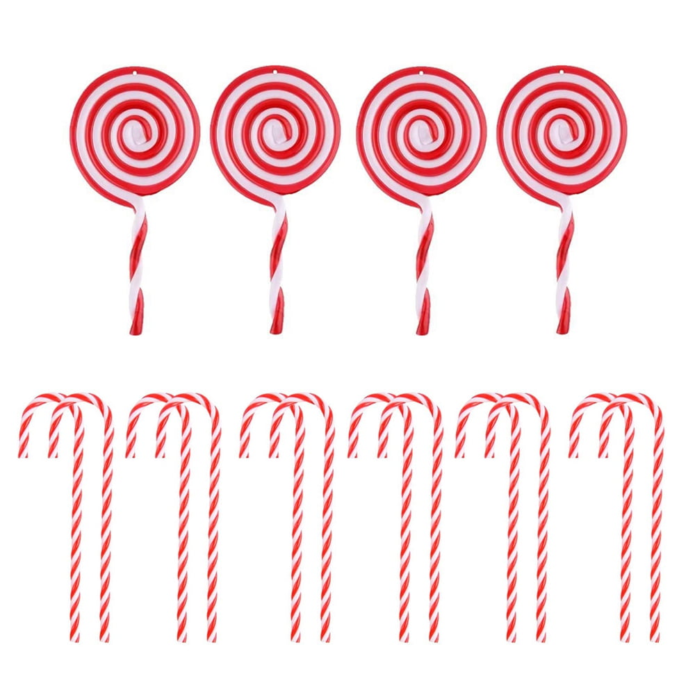 16Pcs Candy Canes Christmas Tree DecorationsPlastic Peppermint Candy