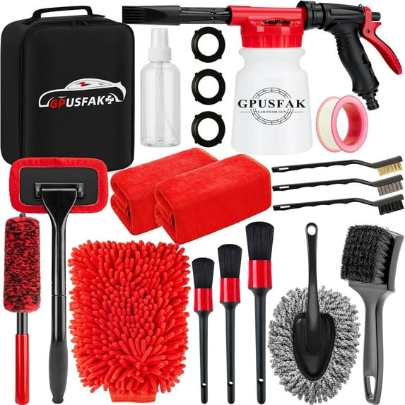 16Pcs Car ash Cleaning Kit ith Foam Gun Sprayer Detailing Brushes indshield Cleaning Tool Rim and Tire Brush Toels Complete Interior Exterior Detailing Set for Car