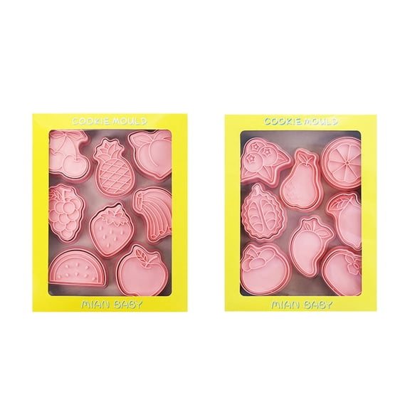 16Pcs Cartoon Fruits Hand Pie Cookie Baking Dough Press Mold Cookie Stamper Tool for Mother Day