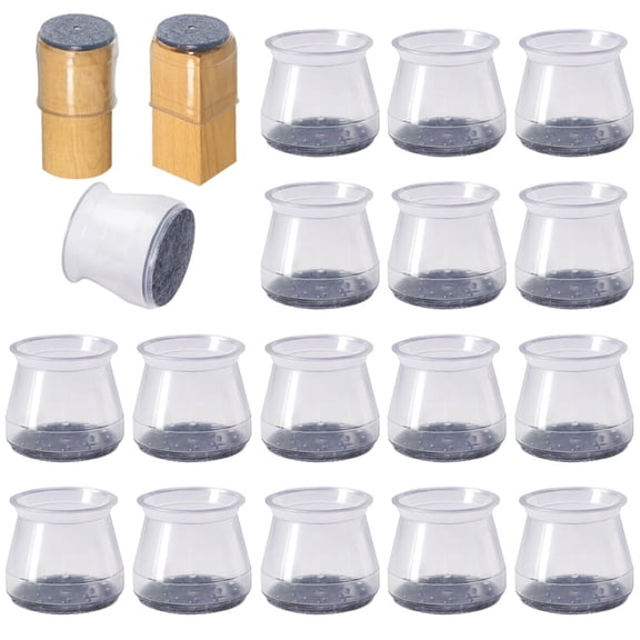 16 pcs Chair Leg Protectors for Hardwood Floors, Silicone Felt Furniture Pads Non Slip, Free Moving Table Leg Covers, Stool Leg Protectors Caps (Large fit : 1.3" - 2")