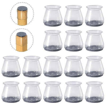 16Pcs Chair Leg Floor Protectors, Silicone Covers to Protect Floors Felt Bottom Furniture Non Slip Protector Pads Caps to Scratches and Reduce Noise(Transparent)