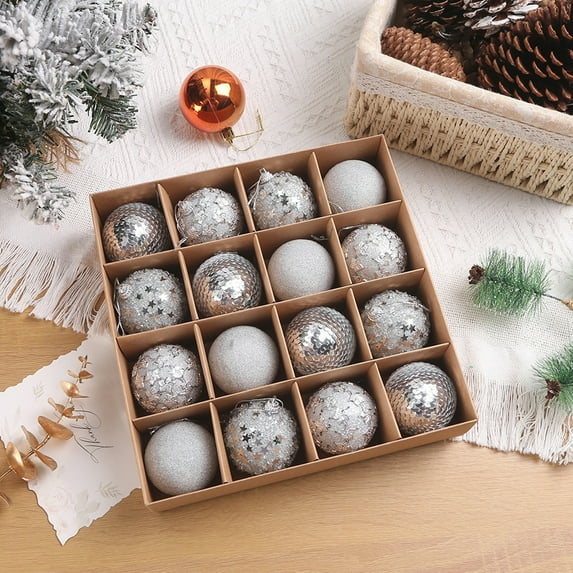 16Pcs Christmas Balls Ornaments Christmas Baubles Bulk Decorative Balls Christmas Tree Decoration Balls for Anniversary Yard
