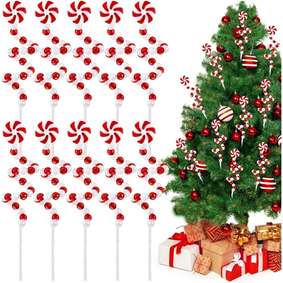 16Pcs Christmas Curly Picks,11.8In Red White Christmas Picks Candy Cane Picks,Curly Pick Christmas Tree Decorations for Xmas,Party Supplies,Vase Fillers