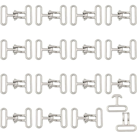 16Pcs Cinch Belt Buckle Surcingle Strap Buckles Fast Fix Ring Buckle Cross Alloy Snap Lock Clasps Findings for Replacement Connection Webbing Strap Platinum