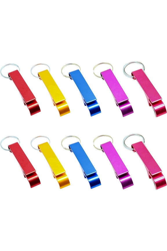 16Pcs Colorful Beer Bottle Openers Premium Metal Keychain Bottle Opener Bulk, Soda Keyring Tool Personalized Gift Custom Accessories for Kitchen, Music Festival, Wedding, Party (8 Color)