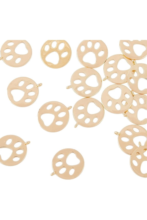 16Pcs Dog Paw Footprints Real 18K Gold Plated Prints Pendant Footprint Charm Pendant Animal Claw Track Pet Puppy Dog Paw Print DIY Bracelet Earrings Necklace Jewelry Making