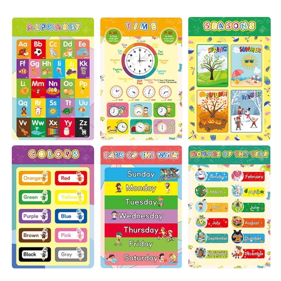 16Pcs Educational Poster Set, Visual Learning Wall Art for Classroom and Teacher Decoration, Instructional Learning Charts for Ages 1 to 5, Colorful