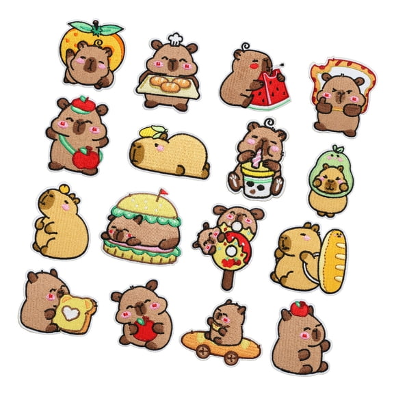 16Pcs Embroidered Cartoon Iron-On Patches, Applique Decals for Kids Adults Coats Bags Hats Sewing Craft Decoration