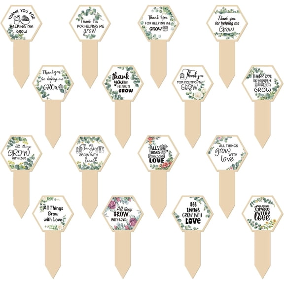 16Pcs Eucalyptus Wooden Plant Markers Funny Small Wood Garden Plants Labels Word Gardening Tags Signs Accessory for Outdoor Indoor Patio Supply Vegetable Flower Seed Potted Herbs Home Decor colorful