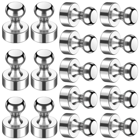 16Pcs Fridge Magnets Refrigerator Magnets, Strong Metal Magnets for Whiteboard, Magnets Fridge, Magnets for Kitchen, Office, School, Adults, Brushed Nickel