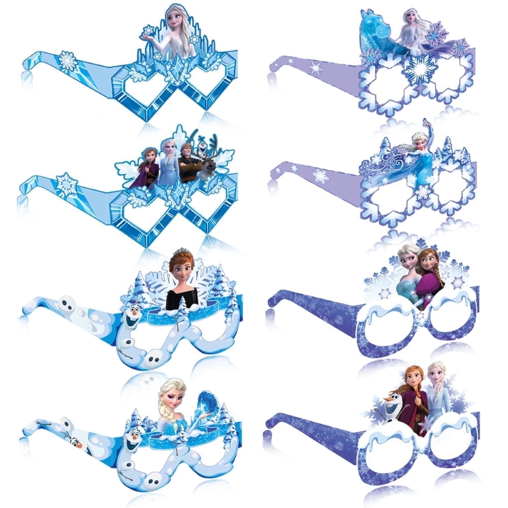 16Pcs Frozen Themed Glasses, Party Supplies Photo Booth Prop Cartoon Character Cosplay Birthday Gift for Kids.